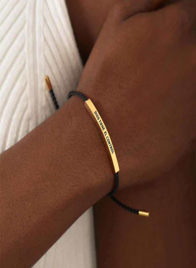 MIFYNN Dios Tiene El Control Bracelet for Women Men Adjustable Handmade Braided Wrap Bracelet Christian Faith Bracelet Stainless Steel Inspirational Bracelet Christmas Birthday Jewelry Gifts (Gold) - Image 2