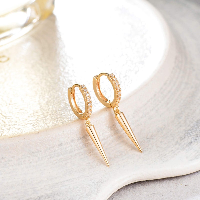 VACRONA Gold Cuff Earrings Huggie Earrings for Women 14k Gold Plated Small Huggie Hoop Earrings - Image 5
