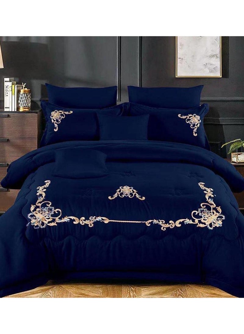 Dream Bell - Dream Bell 6 Pc Embroidery Cotton Comfy Comforter Set With Fiber Filling 4 - Image 1