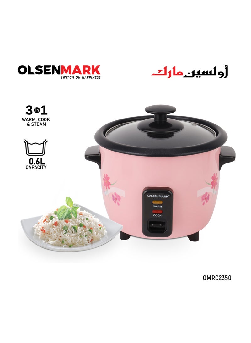 Olsenmark Rice Cooker 0.6 L 350 W OMRC2350H Pink/Silver - Image 1