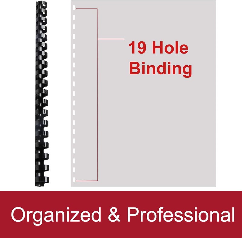 RAYSON CR16202225BK Plastic Binding Combs 5/8 in. 13/16in, 7/8in, 1in, 19-Ring Letter Size, Black Comb Binding Spines, Multi-Size Pack of 40 - Image 5