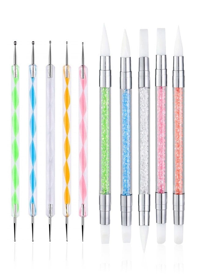 FULINJOY 5PCS Dual Tipped Nail Art Sculpture Pen with 5PCS Dotting Pens, Double Ended Brush and Dotting Tool Kit, Nail Art Design Tools (10 Pcs Set) - Image 1
