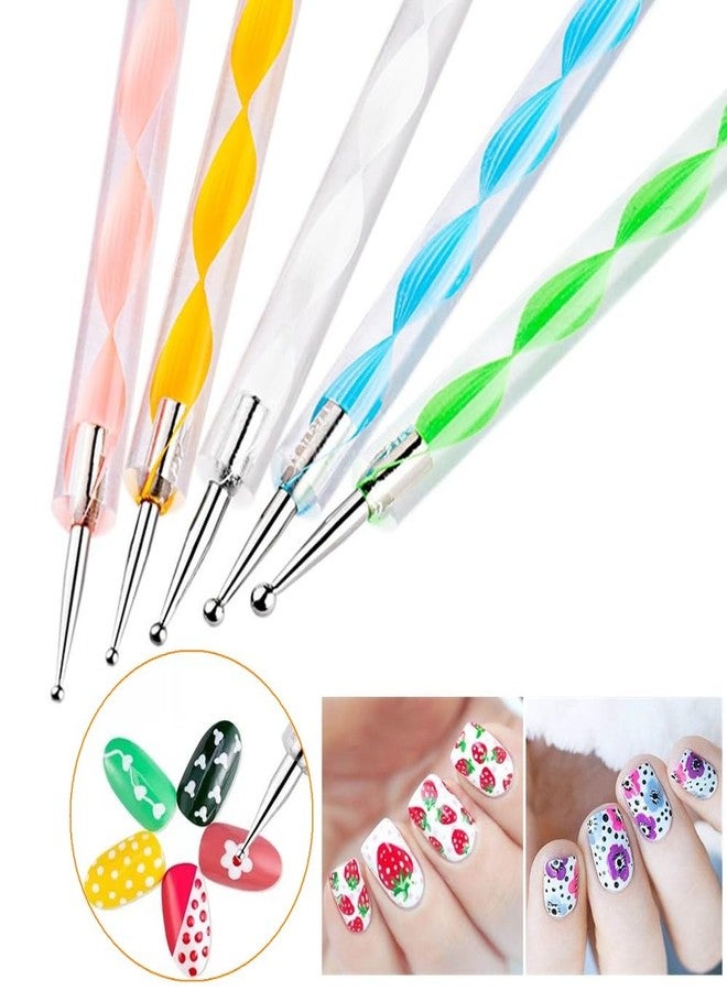 FULINJOY 5PCS Dual Tipped Nail Art Sculpture Pen with 5PCS Dotting Pens, Double Ended Brush and Dotting Tool Kit, Nail Art Design Tools (10 Pcs Set) - Image 2