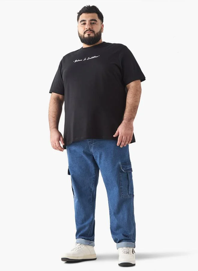 سبلاش فيڤ بنطلون جينز فضفاض مقاس كبير بخصر مرن