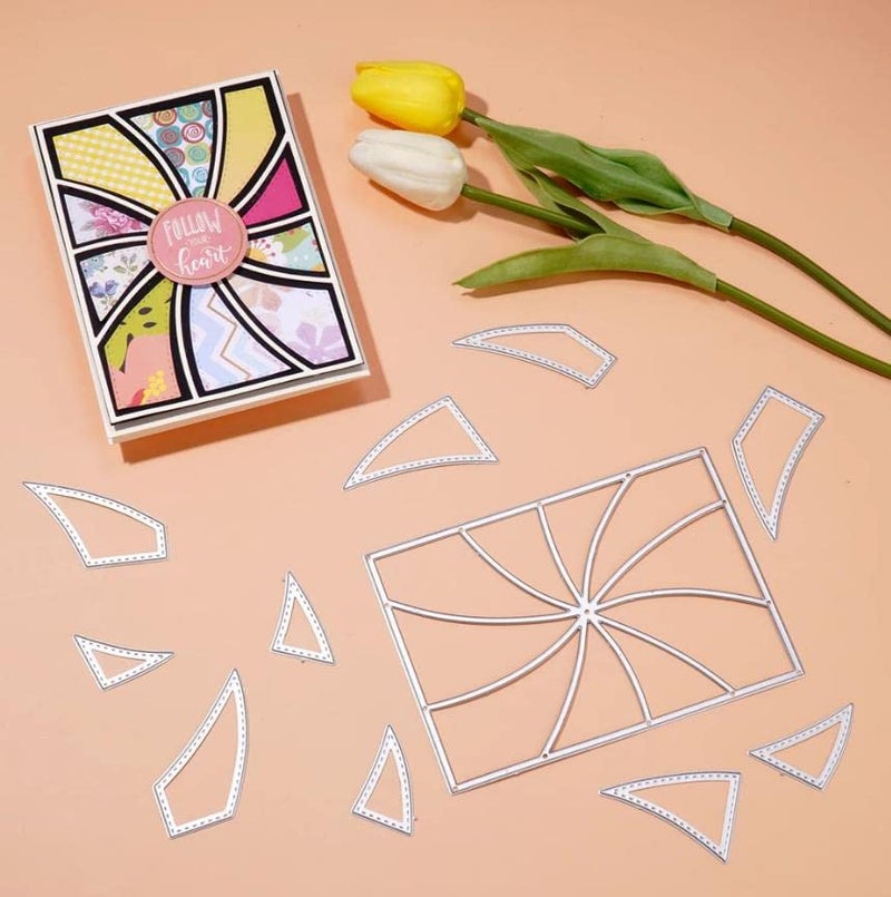 CoolifWang Rectangle Grid Frame Cutting Die Cuts, DIY Crafts Template Stitched Whirl Rectangle Frame Scrapbook Cards Cutting Dies Cut Stencils for DIY Embossing Card Making Decorative Paper Dies Scrapbooking - Image 3