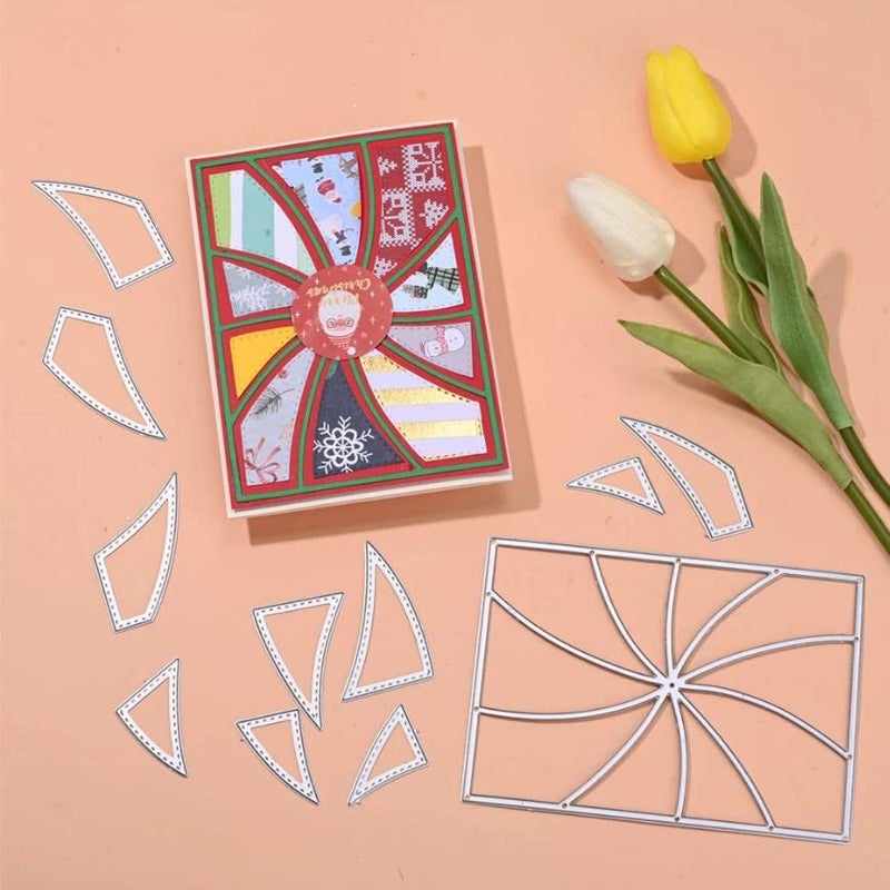 CoolifWang Rectangle Grid Frame Cutting Die Cuts, DIY Crafts Template Stitched Whirl Rectangle Frame Scrapbook Cards Cutting Dies Cut Stencils for DIY Embossing Card Making Decorative Paper Dies Scrapbooking - Image 2