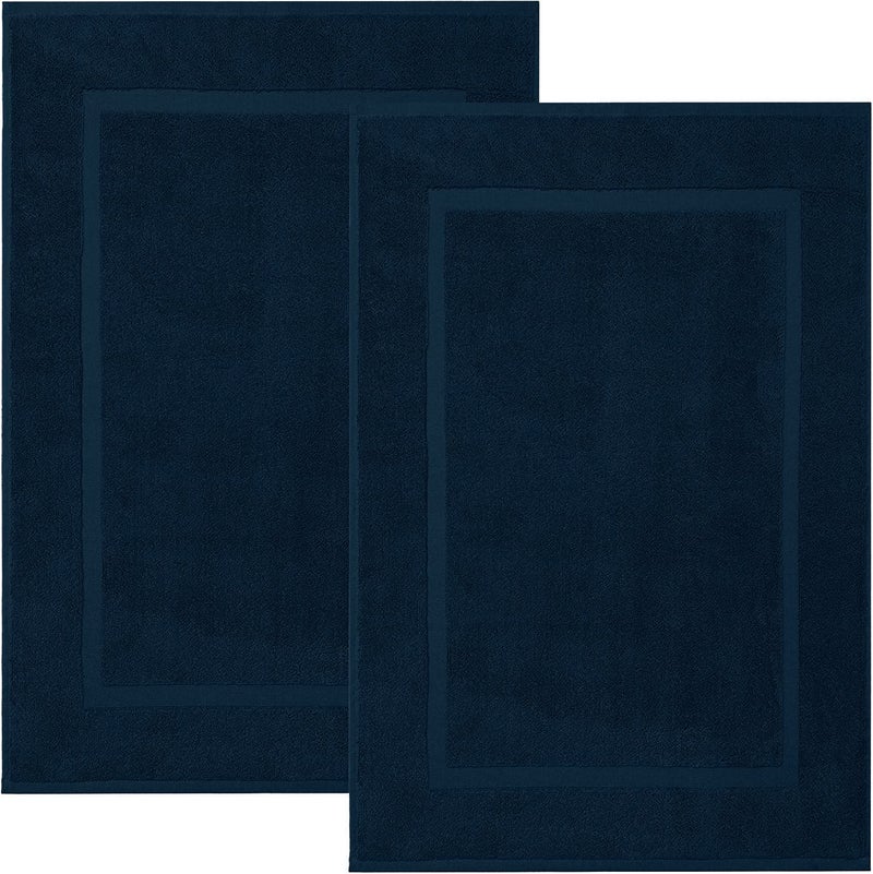 DAN RIVER Classic Cotton Bath Mats Set of 2 – Not a Bathroom Rug, Ultra Soft, Highly Absorbent & Machine Washable Bath Mat Towel for Bathroom Floor Mat – Durable, Quick-Dry, 21x34 Inches, Blue Opal - Image 1