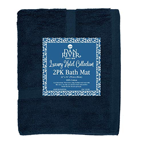 DAN RIVER Classic Cotton Bath Mats Set of 2 – Not a Bathroom Rug, Ultra Soft, Highly Absorbent & Machine Washable Bath Mat Towel for Bathroom Floor Mat – Durable, Quick-Dry, 21x34 Inches, Blue Opal - Image 4