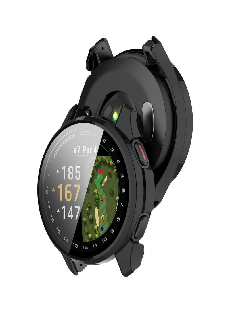 Case for Garmin Approach S50 Smart Watch Protective Cover Built-in 9H Tempered Glass Film Hard PC Easy to Install Screen Protector Compatible with Approach S50 (Black) - Image 4