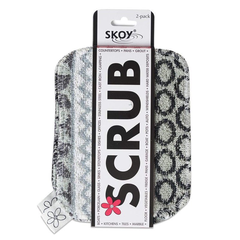 Skoy Scrub, 2-pack Reusable, Non-Scratching Dish Scrubber for Kitchen and Household Cleaning, Planet-Friendly, Dishwasher Safe Soft Scrub, Monochromatic Colors - Image 1