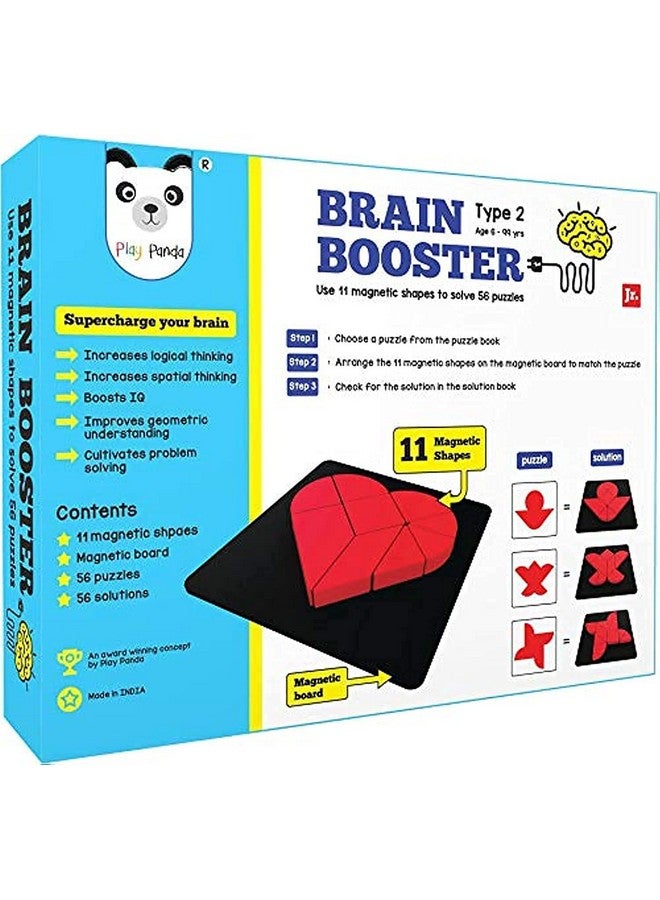 Play Panda Brain Booster Set 2 (Junior) - 56 Puzzles Designed to Boost Intelligence - with Magnetic Shapes, Magnetic Board, Puzzle Book and Solution Book - for 7 8 9 10 up to 15 Years - Image 1