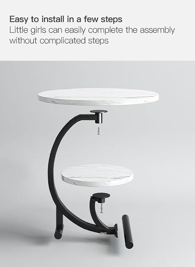 Seafront Seafront Outdoor Snacks Table with Metal Frame for Living Room Bedoom Multipurpose Square Tea Table Modern 2Tier Side End Table Marble Look Indoor and Troy Side Table - Image 5
