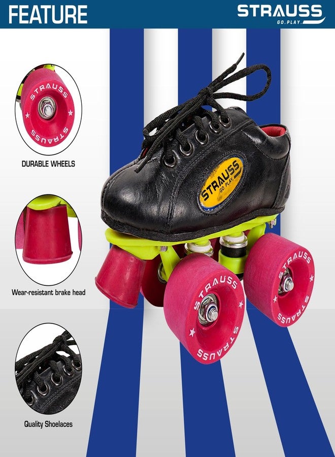 STRAUSS Gripper Skating Shoes | Fixed Body Roller Skates | Shoe Skate With Rubber Wheel |Ideal For Boys, Girls and Kids |Suitable For All Skill Level | Ideal For Kids (11-12 Years) , Size-4,(Red/Black) - Image 2