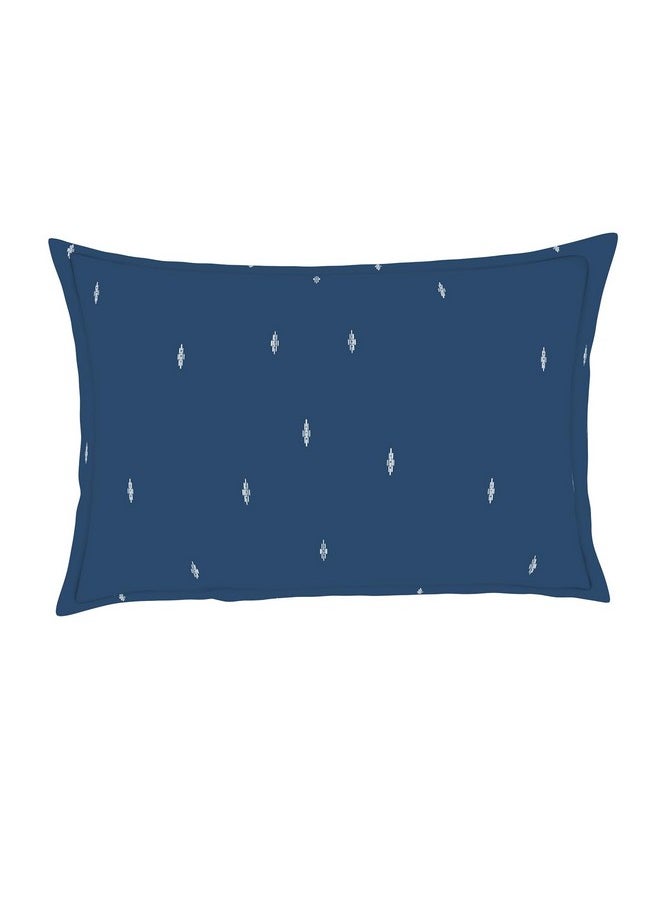Welspun - Welspun 100% Cotton Double Bedsheet (224Cm X 254 Cm / 43 Cm X 68 Cm) | 144 Tc Percale Geometric Bedsheet & Pillow Covers Set (Blue Sapphire)- Anti Bacterial - Image 1