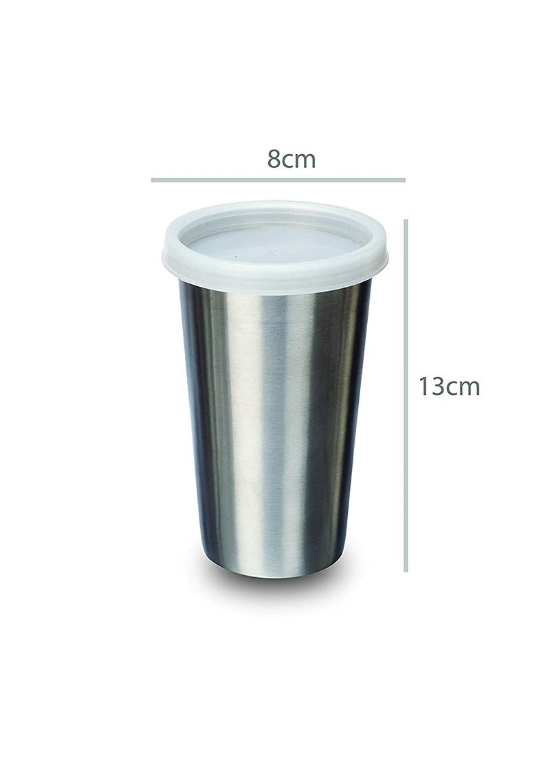 KIDINGTON Homeware Stainless Steel Tumbler with 2 Lid and Straw 380 mlSilver - Image 2