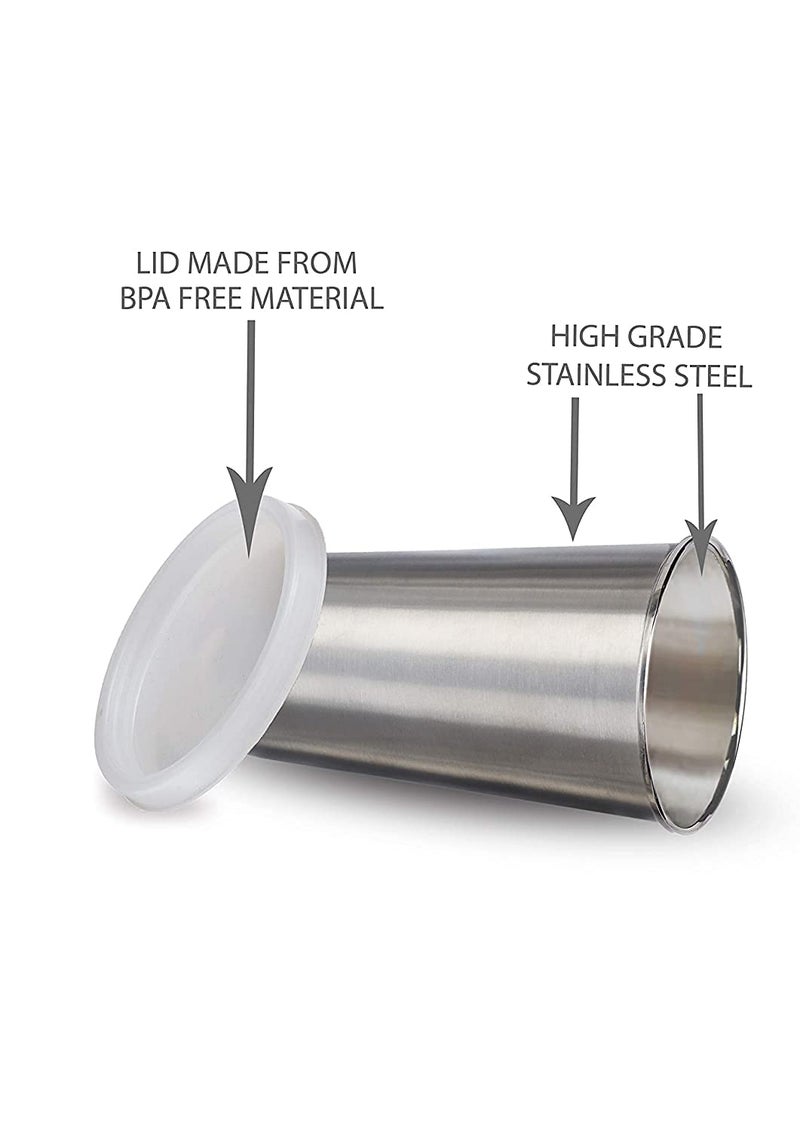 KIDINGTON Homeware Stainless Steel Tumbler with 2 Lid and Straw 380 mlSilver - Image 3