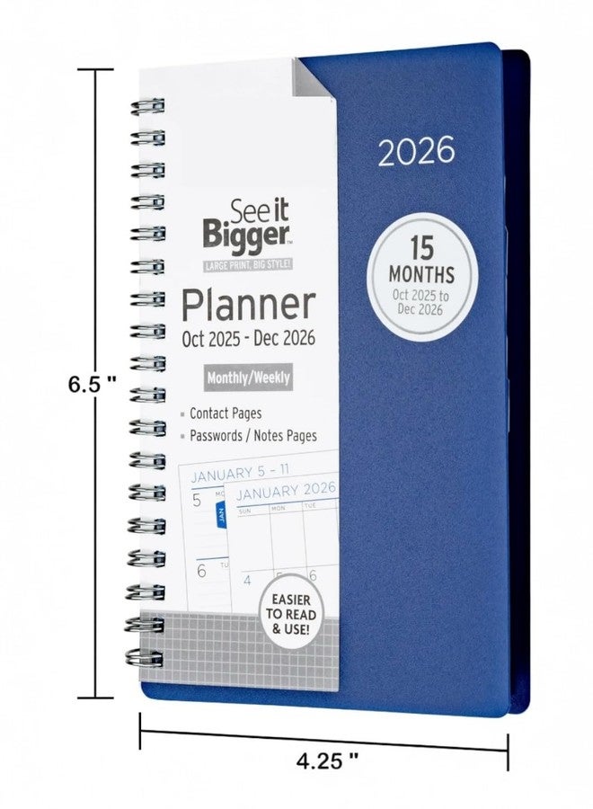 PlanAhead See IT Bigger Small, Pocket Size October 2025 - December 2026 Monthly/Weekly Planner Approx. 4" x 6" and Twin Fluorescent Pen - Image 2