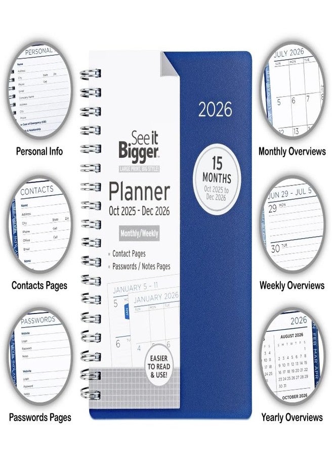 PlanAhead See IT Bigger Small, Pocket Size October 2025 - December 2026 Monthly/Weekly Planner Approx. 4" x 6" and Twin Fluorescent Pen - Image 5