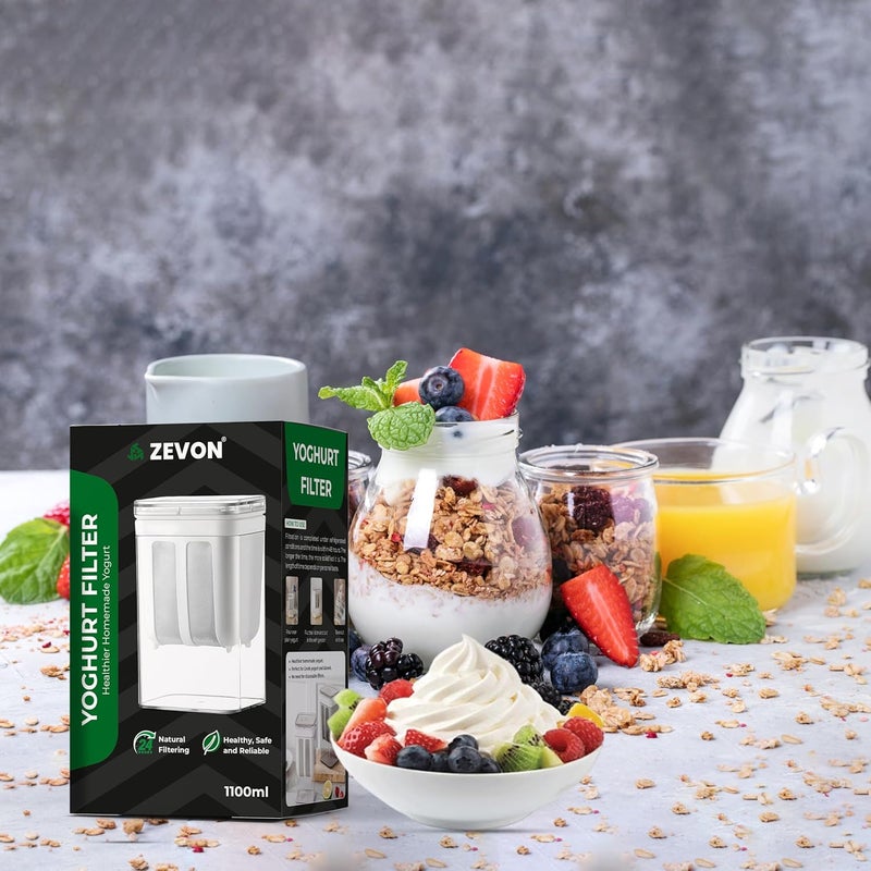 ZEVON Yogurt Filter Strainer1100 ML Greek Yogurt Strainer with a Fine Mesh BPAFree Curd Maker with Yogurt Filter Strainer Hung Curd Maker for Home Perfect Also for Homemade Cheese More - Image 2