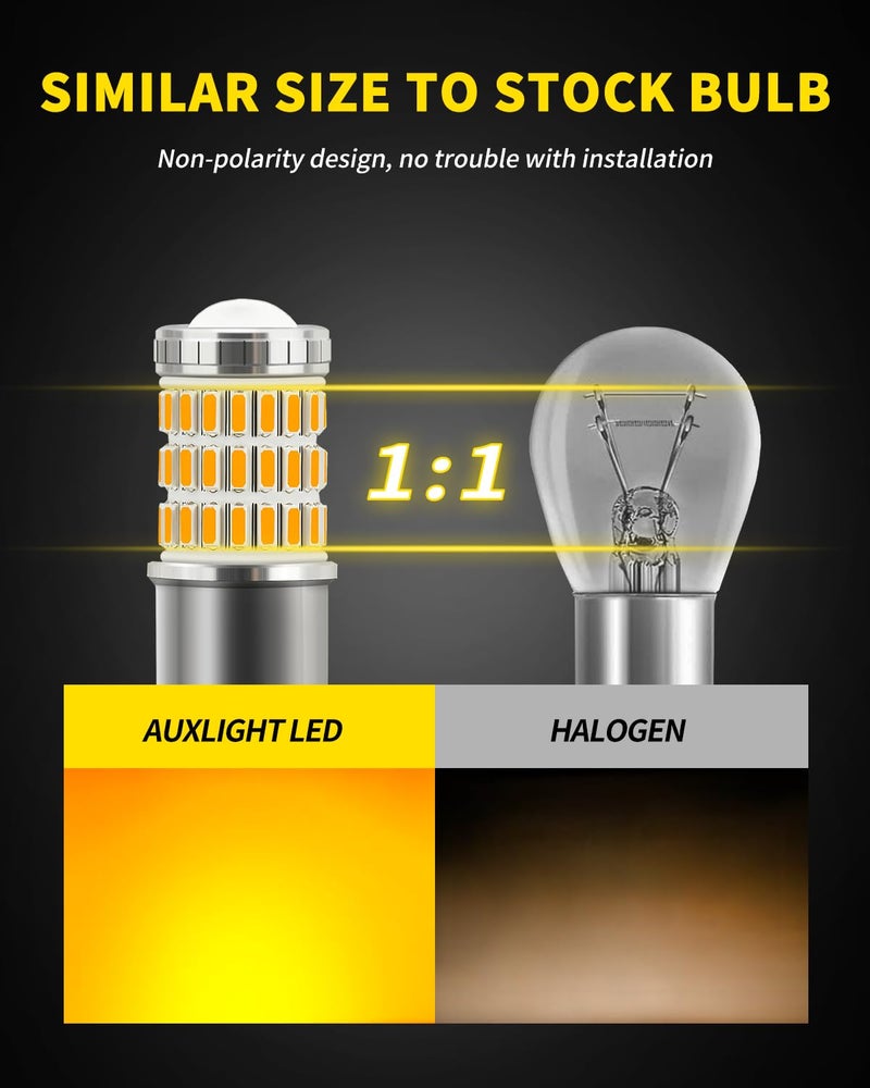 AUXLIGHT 2057 1157 2357 7528 2057A 1157A 2357A LED Bulbs Amber Yellow, Ultra Bright 60-SMD LED Replacement for Blinker Lights, Turn Signal/Parking or Running Lights, Brake/Tail Lights (Pack of 2) - Image 4