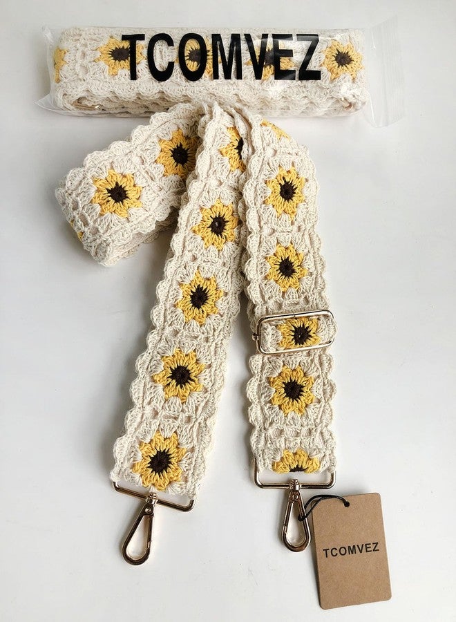 TCOMVEZ Crochet Floral Purse Straps Replacement Crossbody for Bag Shoulder Strap Women Adjustable Wide Handbag Straps (ivory) - Image 4