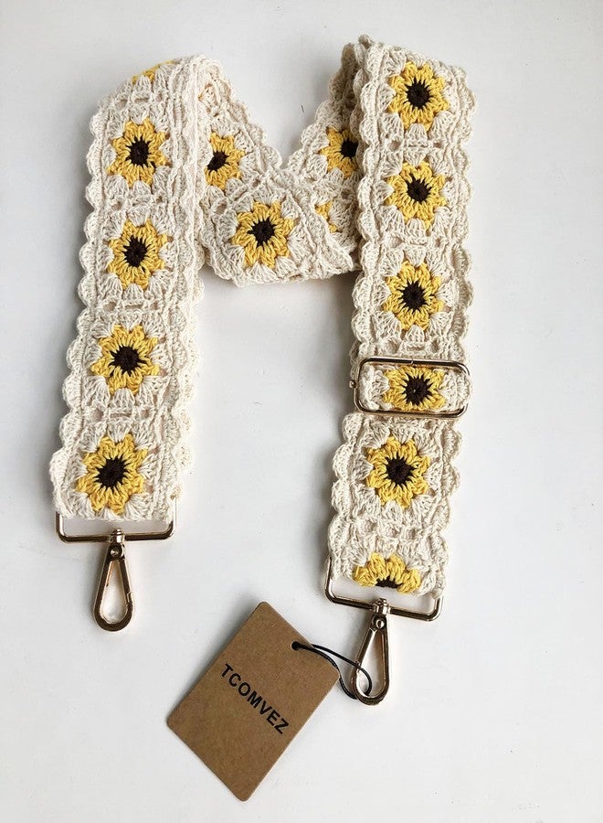 TCOMVEZ Crochet Floral Purse Straps Replacement Crossbody for Bag Shoulder Strap Women Adjustable Wide Handbag Straps (ivory) - Image 5