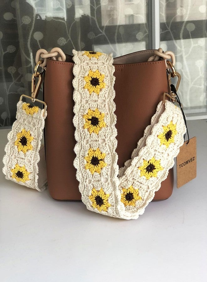 TCOMVEZ Crochet Floral Purse Straps Replacement Crossbody for Bag Shoulder Strap Women Adjustable Wide Handbag Straps (ivory) - Image 2