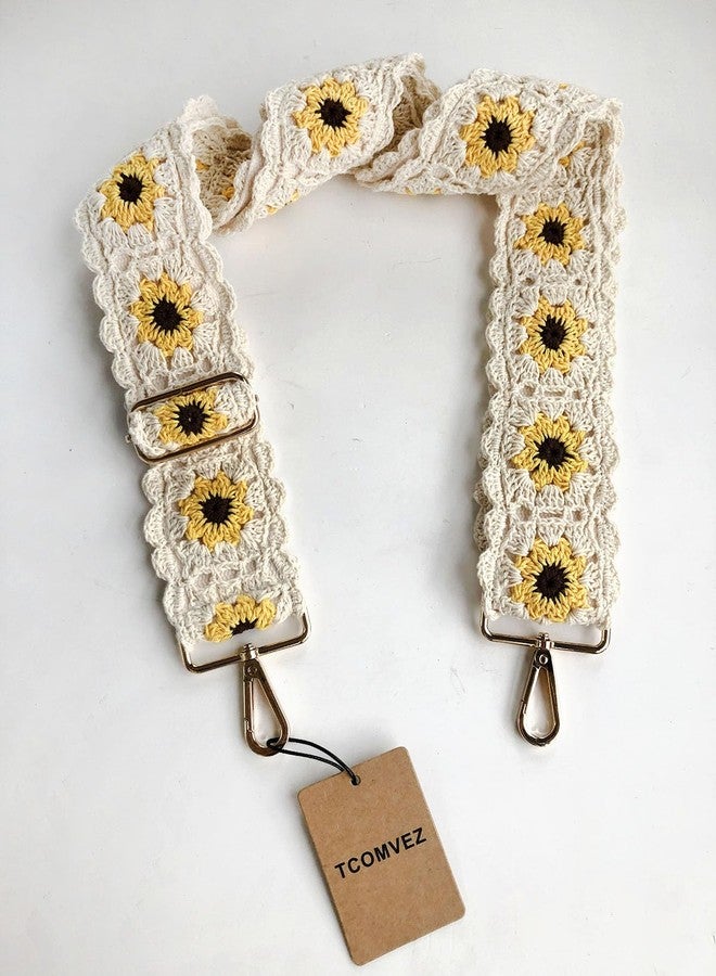 TCOMVEZ Crochet Floral Purse Straps Replacement Crossbody for Bag Shoulder Strap Women Adjustable Wide Handbag Straps (ivory) - Image 3