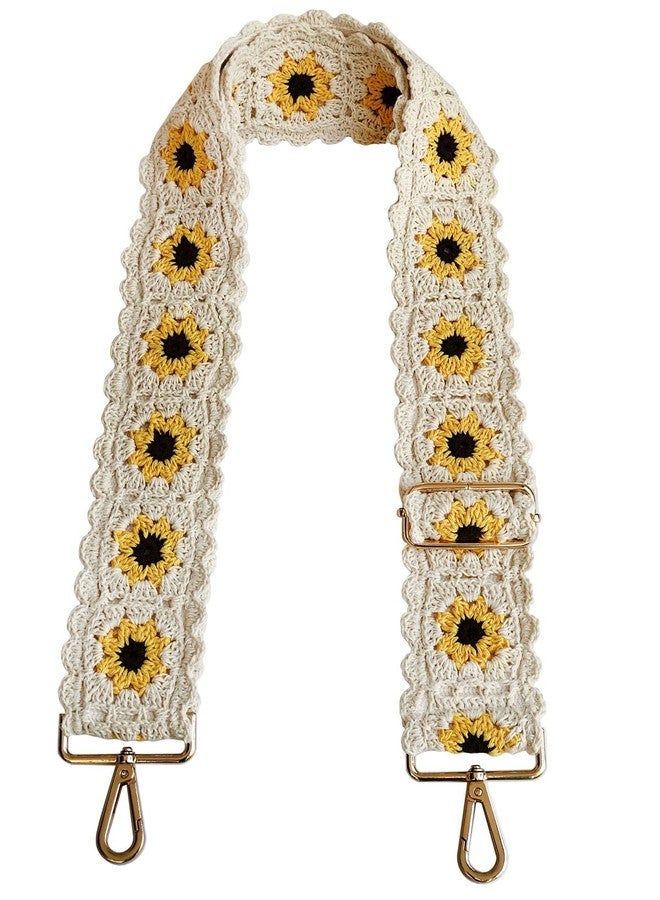 TCOMVEZ Crochet Floral Purse Straps Replacement Crossbody for Bag Shoulder Strap Women Adjustable Wide Handbag Straps (ivory) - Image 1