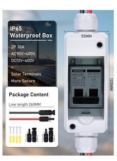 Excefore Solar Panels 30 Amp Solar Disconnect Switch, Outdoor Small Breaker Box, Waterproof Disconnect Switch, Waterproof UV-Proof Outdoor Box, Miniature Circuit Breaker with din Rail Enclosure  - Image 4