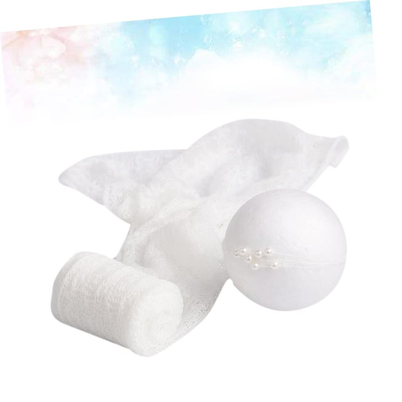 White Mohair Wrap Cloth Headdress For Newborn Baby Photography Props - Image 5