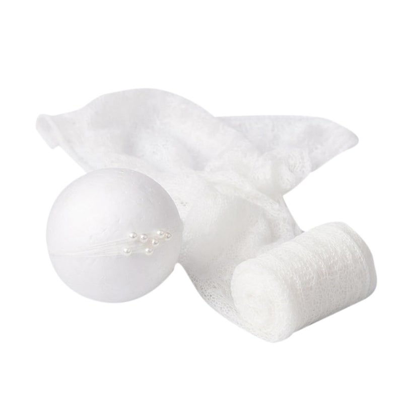 White Mohair Wrap Cloth Headdress For Newborn Baby Photography Props - Image 2