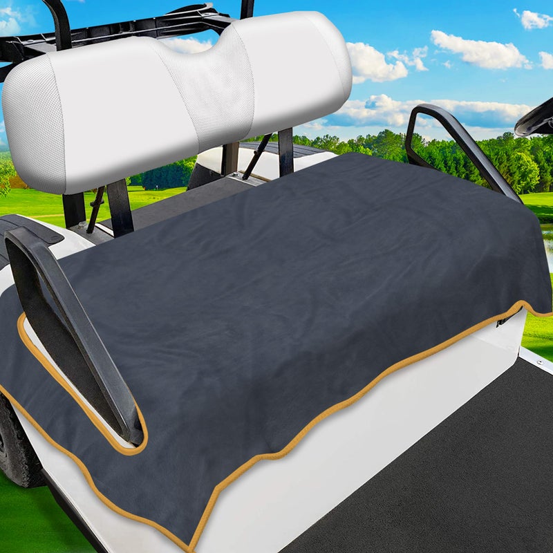ENYORSEL ENYORSEL Golf Cart Seat Covers, Gray Gold Golf Cart Seat Towel Blanket for All EZGO, Yamaha, Club Cars, Icon and More 2/4-seats Cart, 100% Microfiber, Essential Golf Cart Accessories, 51'' x 30'' - Image 1