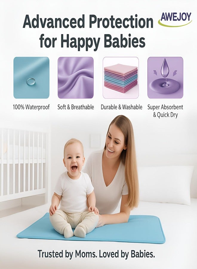 AWEJOY Waterproof Baby Dry Sheet (50×70 cm) | Cotton Quick Dry Bed Protector for Baby | Soft, Reusable, Washable & Absorbent Sheet for Newborns Infant & Toddlers (Pink + Sky Blue, Small) - Image 4