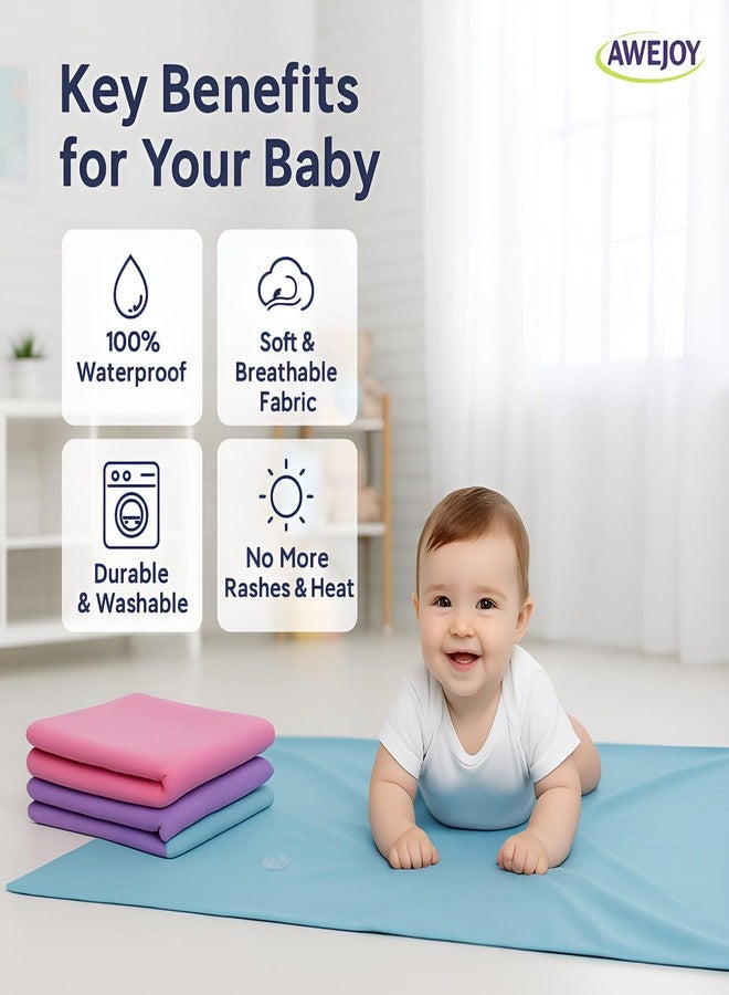 AWEJOY Waterproof Baby Dry Sheet (50×70 cm) | Cotton Quick Dry Bed Protector for Baby | Soft, Reusable, Washable & Absorbent Sheet for Newborns Infant & Toddlers (Pink + Sky Blue, Small) - Image 3