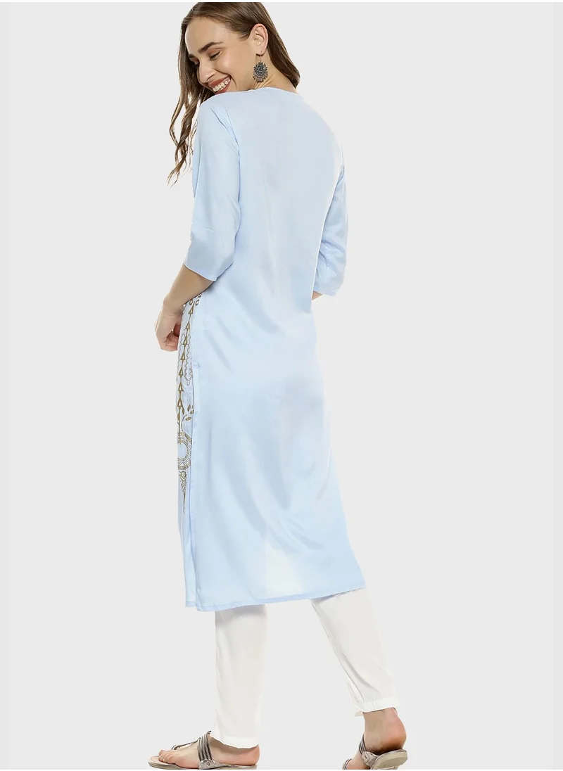 Instafab Printed Kurti and Pant Set