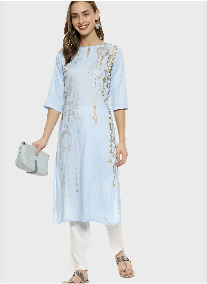 Instafab Printed Kurti and Pant Set