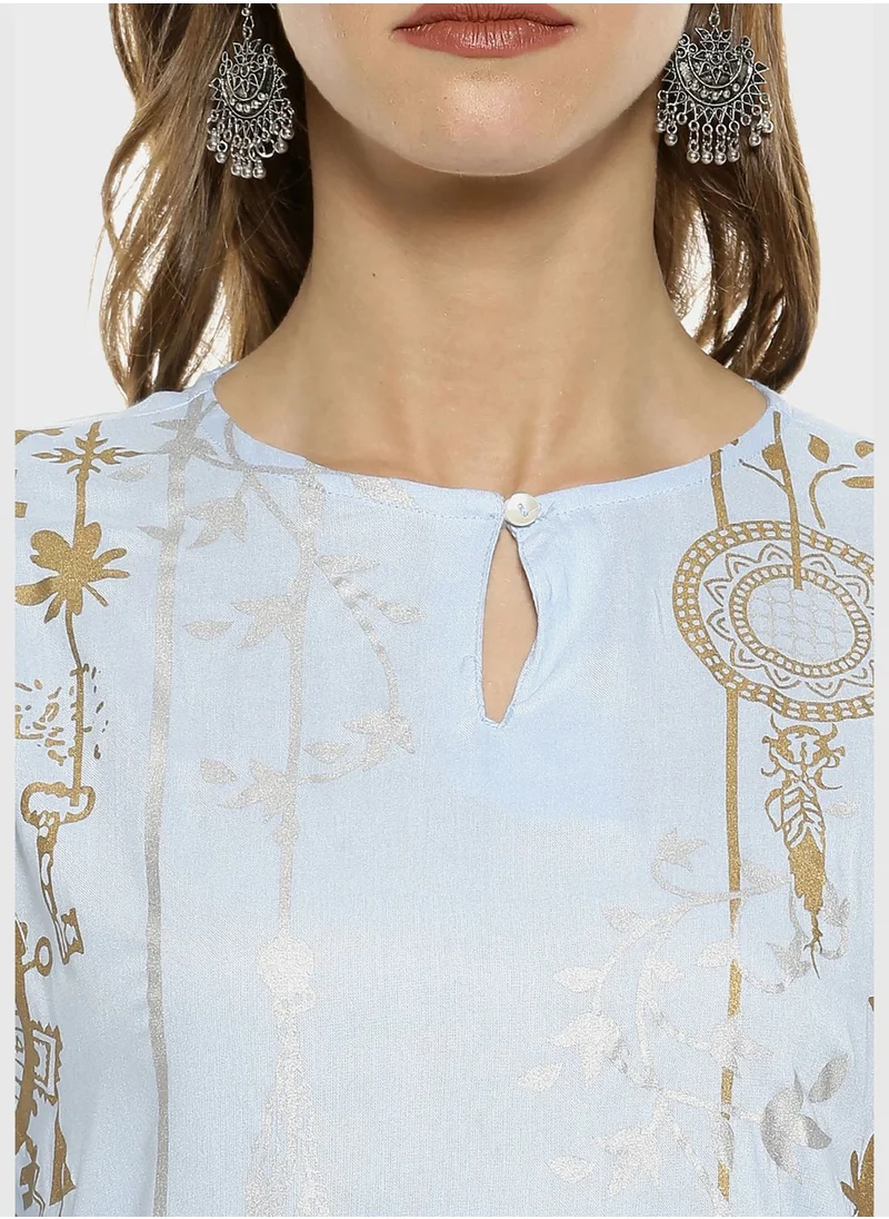 Instafab Printed Kurti and Pant Set