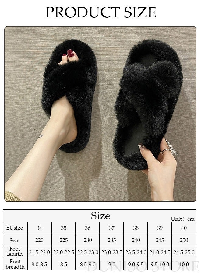DUNISO Breathable and Comfortable House Slippers for Women Indoor and Outdoor Soft Plush Womens Fluffy Furry Open Toe House Shoes Slippers with Anti-Skid Sole - Image 4
