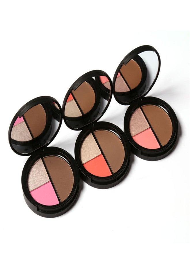FOCALLURE 8.4g 3 in 1 Blush Highlighter& Contour Face Pressed Powder Palette Shimmer Highlight Bronze Cheek - Image 5