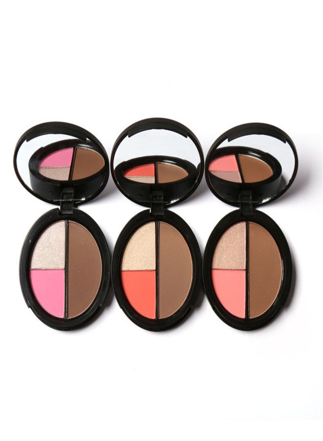 FOCALLURE 8.4g 3 in 1 Blush Highlighter& Contour Face Pressed Powder Palette Shimmer Highlight Bronze Cheek - Image 3