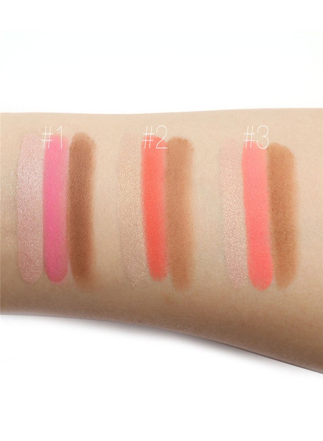 FOCALLURE 8.4g 3 in 1 Blush Highlighter& Contour Face Pressed Powder Palette Shimmer Highlight Bronze Cheek - Image 4