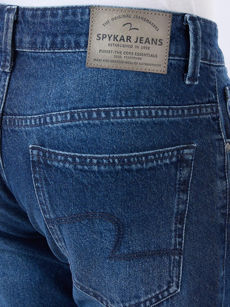 Spykar Men's Ricardo Straight Fit Mid-Rise Casual Jeans Dark Blue - Image 5