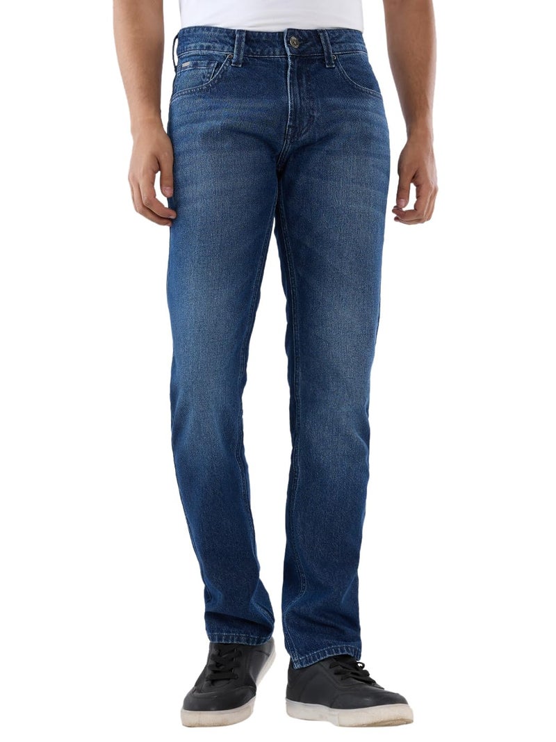 Spykar Men's Ricardo Straight Fit Mid-Rise Casual Jeans Dark Blue - Image 1