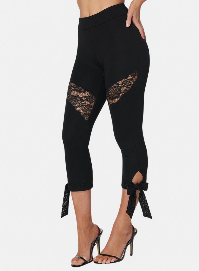 bebe Lace Insert Bow Capri Legging  - Image 1