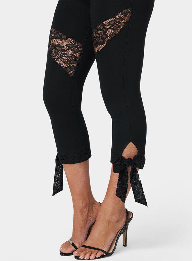 bebe Lace Insert Bow Capri Legging  - Image 2
