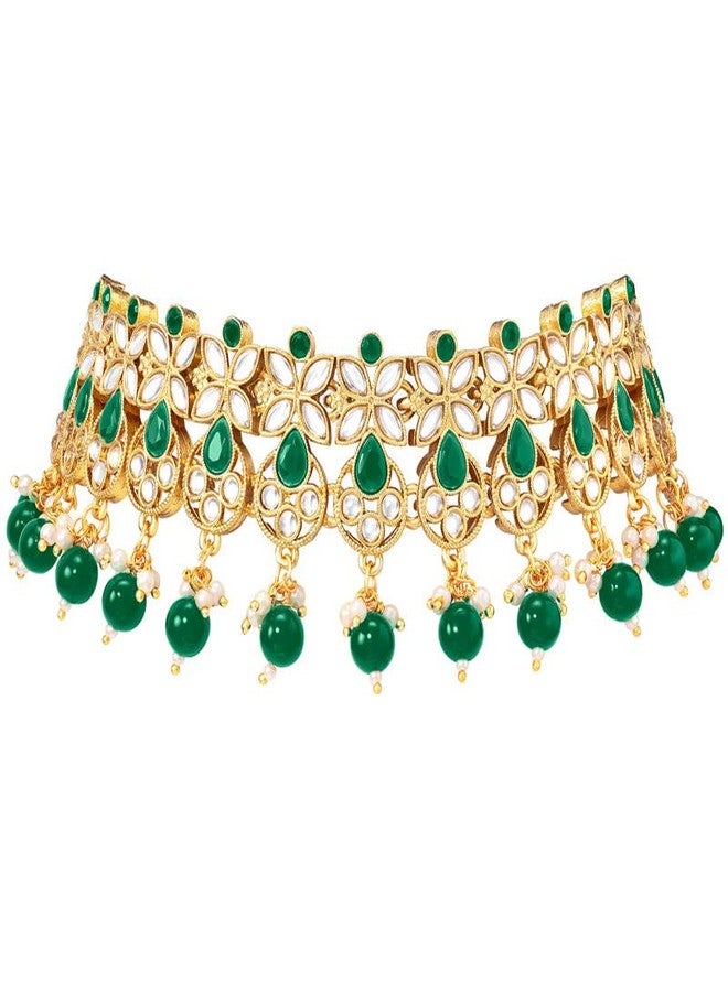 Aheli Traditional Kundan Choker Necklace Jhumki Earring & Maang Tikka Ethnic Bharatanatyam jewellery Set Gift for Women - Image 5