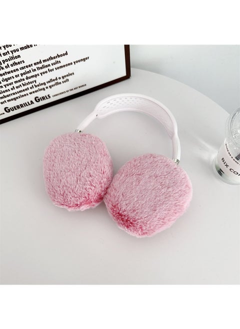 Stuffed Pure Color Suitable For Apple AirPods Max Protective Cover Headphone Protective Case AirPods Leopard Print-Color:Pink Plush-Applicable Models:Airpods MAX