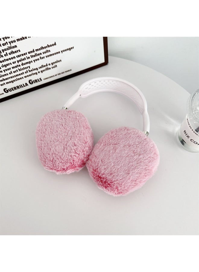 Generic - Stuffed Pure Color Suitable For Apple AirPods Max Protective Cover Headphone Protective Case AirPods Leopard Print-Color:Pink Plush-Applicable Models:Airpods MAX - Image 1