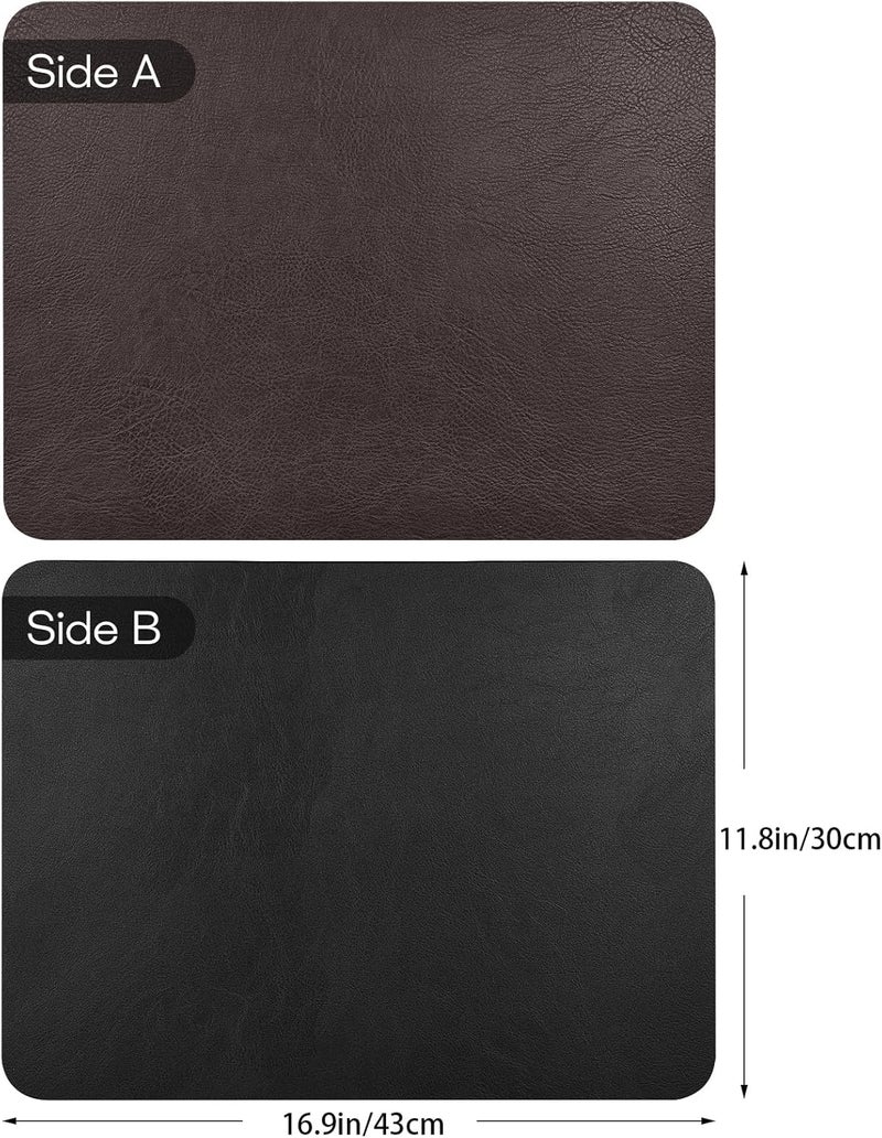 APLKER Faux Leather Placemats Set of 6 Heat Resistant Dining Table Place Mats Waterproof Washable Kitchen Table Mats, 16 x12 inch (Coffee/Black, Set of 6) - Image 2